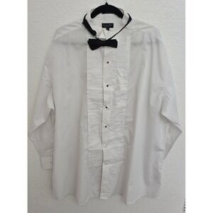 Mens Milani dress shirt cotton Blend Long sleeves White French Cuffs & Black Bow